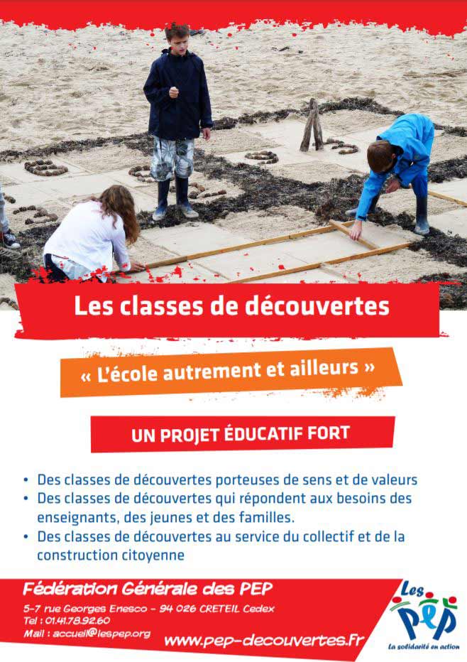 COUVERTURE DU PROJET CLASSES DE DECOUVERTES
