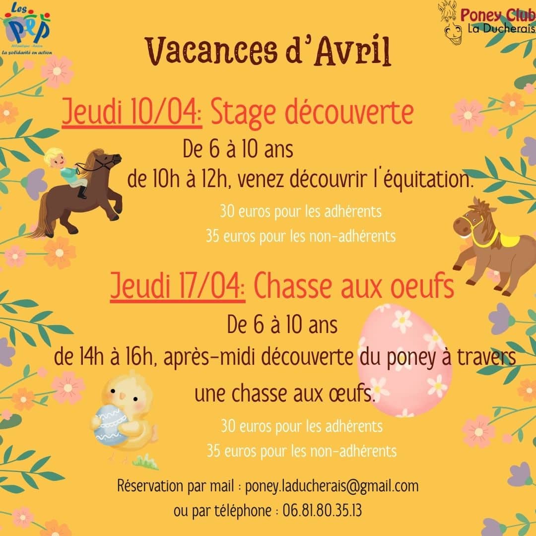 stage vacances d'avril poney club la Ducherais Campbon